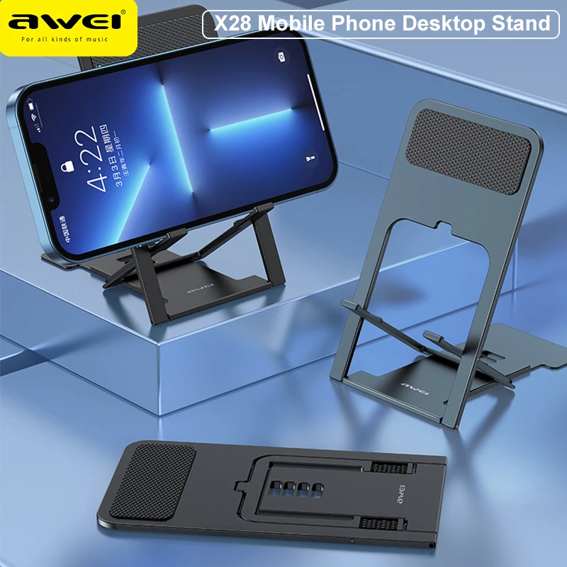 Awei X28 Składany tablet Telefon komórkowy Stojak na telefon stacjonarny Mini uniwersalny regulowany stojak na iPhone Samsung Uchwyt na biurko