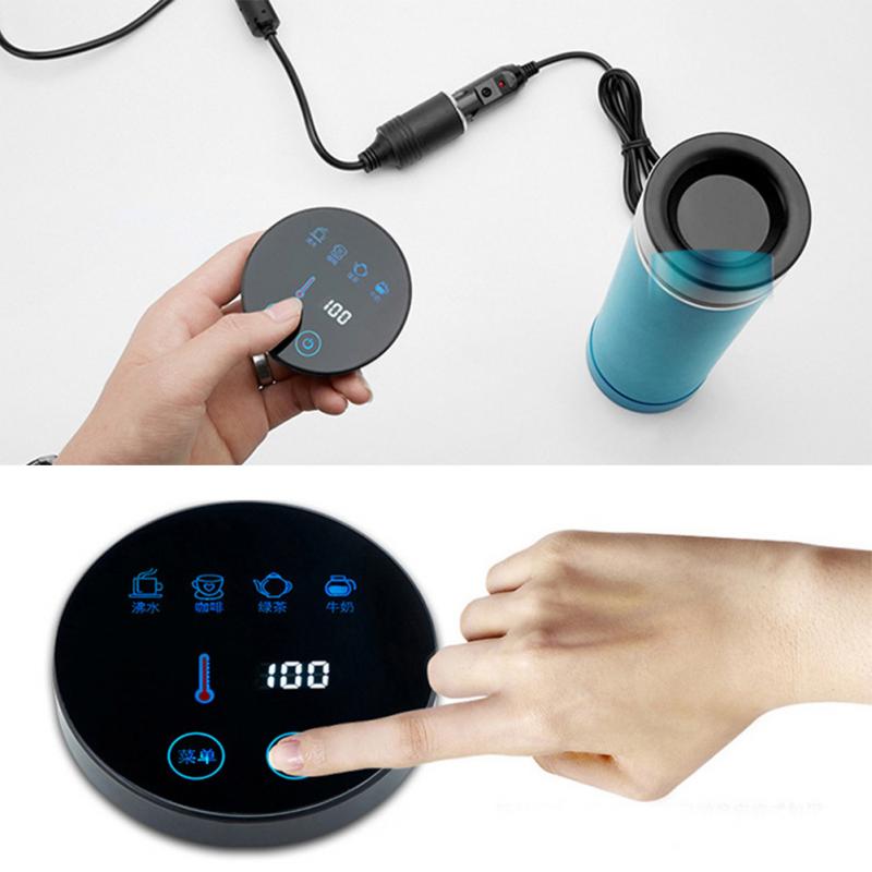 Auto elektrische beker 12v-24v rijden roestvrij staal automatische waterkoker digitaal display reis kokende koffie handig water verwarmen