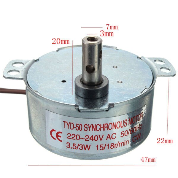 AC 220-240V Turntable Synchronous Motor 15/18 r/min 3.5/3W CW Widely used in electric fans heaters microwave oven