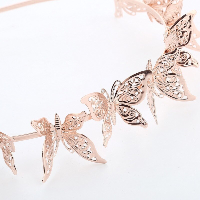 LED Light Up Blinking Butterfly Headband Hollow Metal Hairband Alloy Tiara Headpiece Hair Accessories for Women Girls Gold