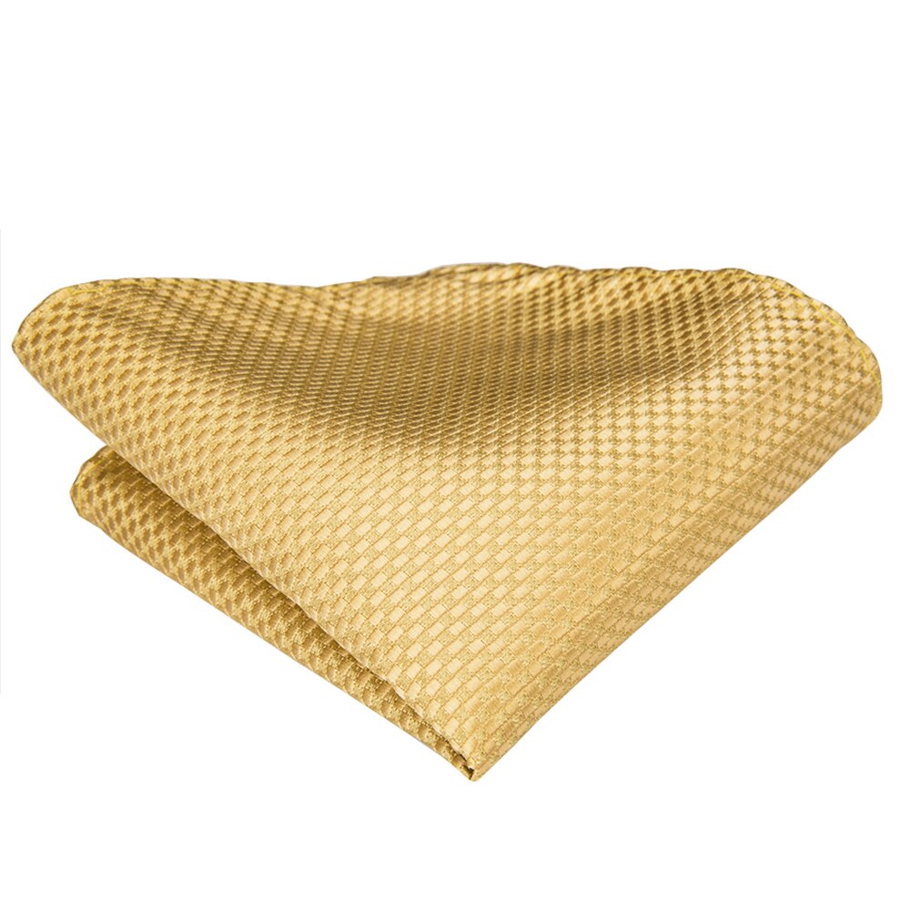 Hi-tie solid guld gul silke slips til mænd håndkraftige manchetknapper sæt til mænds slips bryllup forretning slips