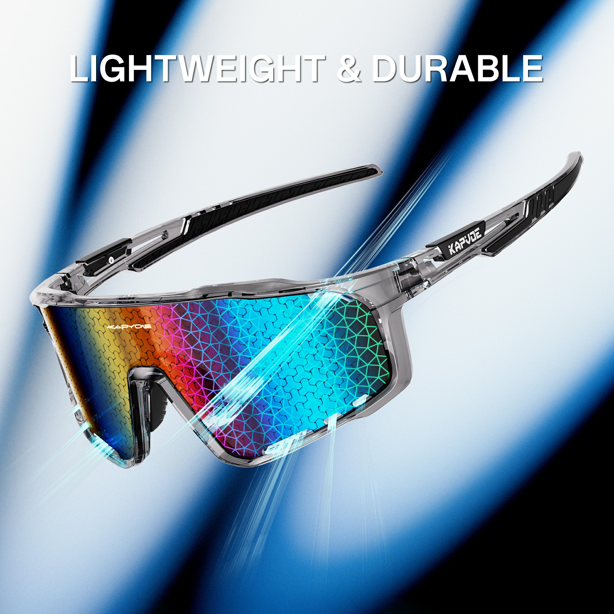 Kapvoe utomhuscykelglasögon mtb landsväg sportcykel solglasögon löparglasögon cykelsolglasögon cykel  uv400 glasögon: Vit