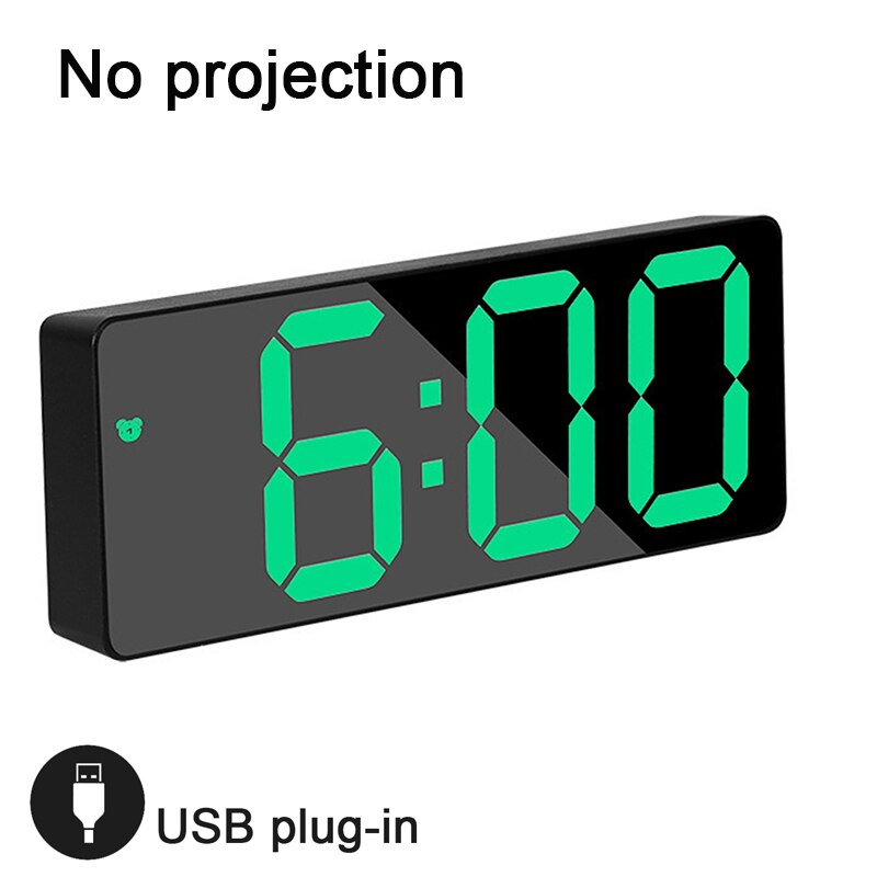LED Digital Smart Projector Alarm Clock Table Electronic Desktop Clock USB Wake Up With 180° Time Projector Snooze Alarm Clock: B05 No projection