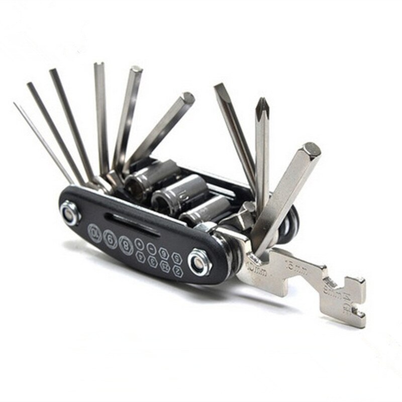 16 In 1 Multifunctional Bicycle Repair Tools Road Mountain Bike Multi Tool Kit Bike Tools Set Cycling Multitool: Default Title