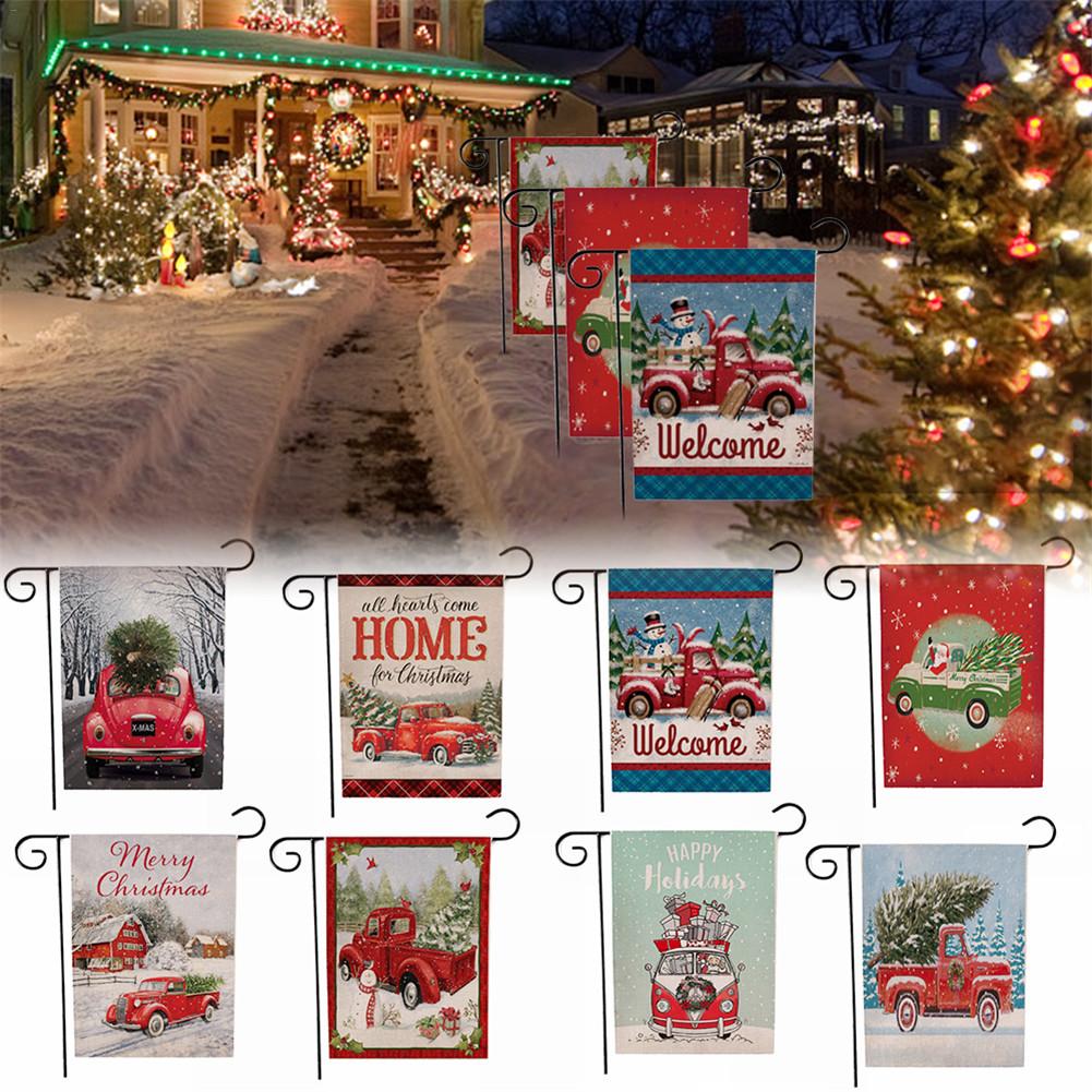 12 x 18 tommer velkomst hage flagg jul morsomme juleelementer trukket dobbeltsidig sesongmessig vinter hage flagg