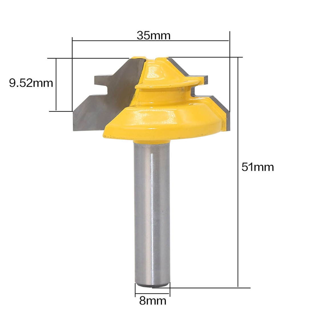 8mm Drilling Milling 45 Degree Lock Miter Router Bit Shank Woodworking Tenon Milling Cutter Tool For Wood Carbide Alloy
