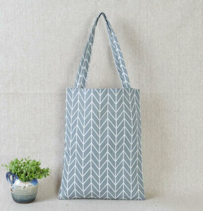 Eco Durable Women Student Cotton Bags Linen Single Shoulder Tote Bag Shopping Check Plaid Female Flax Shopping Canvas Bags: Light Blue