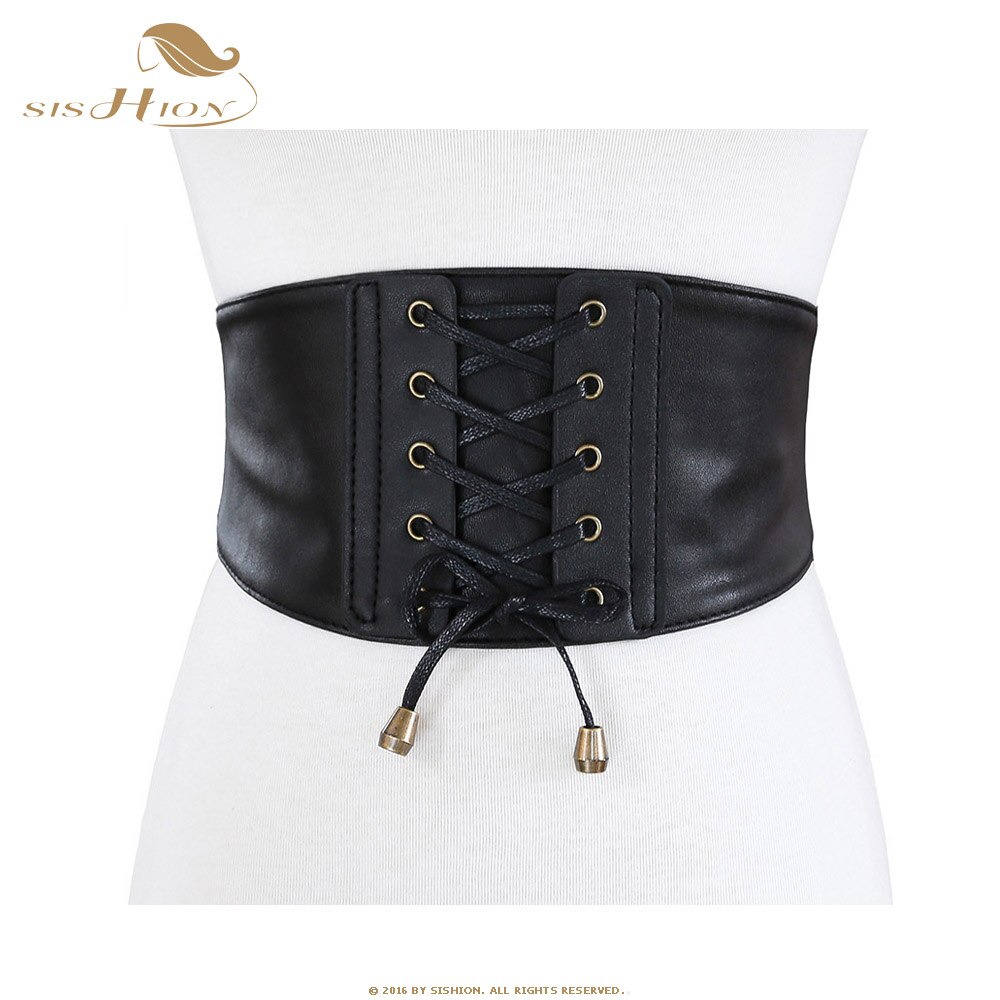 SISHION-Corset en cuir pour femmes | Cummerbund, Vintage, ceinture à croisé, accessoires noir blanc marron large ceinture en cuir VB0006