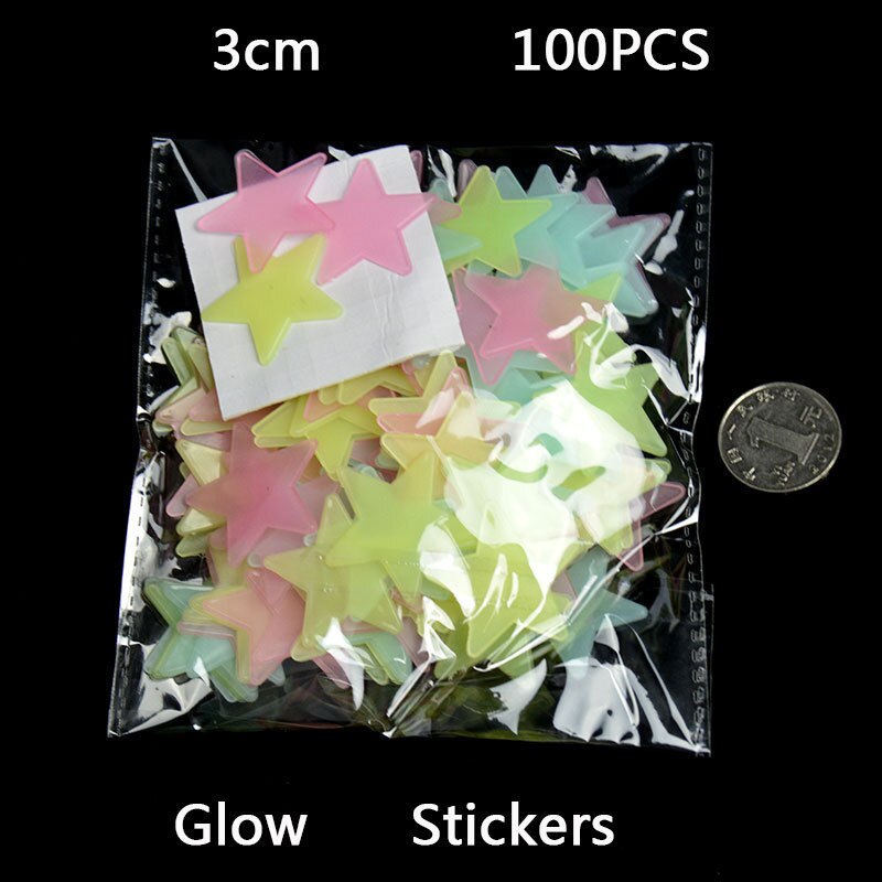 100PC Kids Bedroom Fluorescent Stars Glow Wall StickersGlow in the dark Stickers