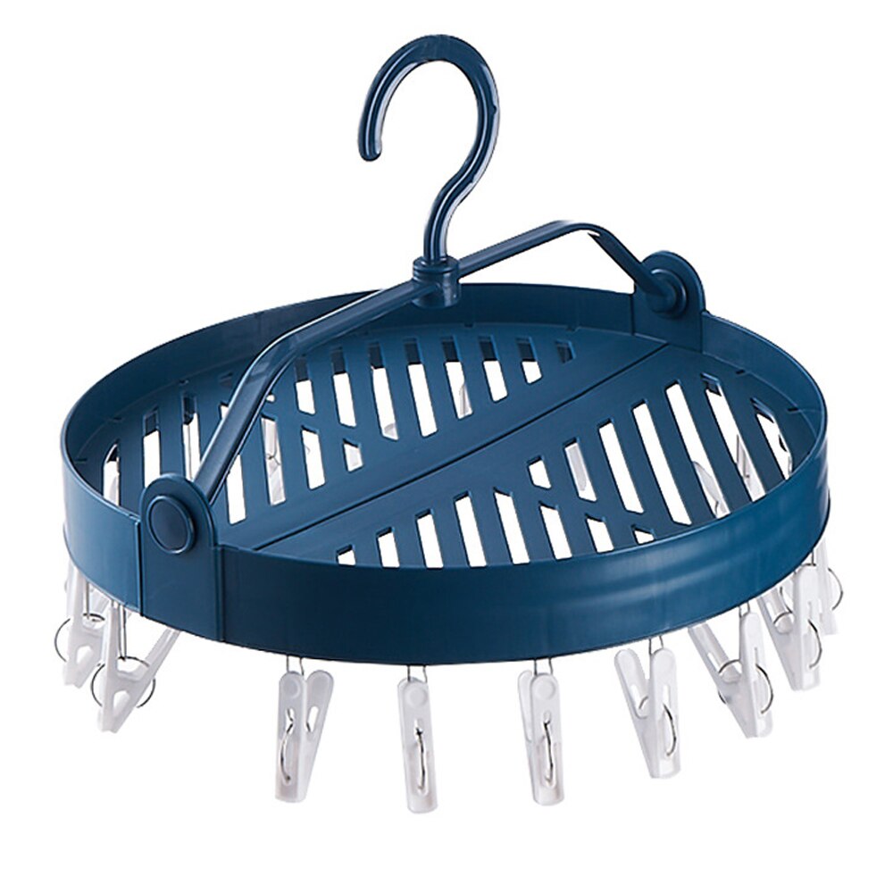 18 Clips pliable vêtements étendoir 360 degrés rotation coupe-vent étendoir porte-chaussette pince à linge chaussettes sous-vêtements maison cintre: Blue