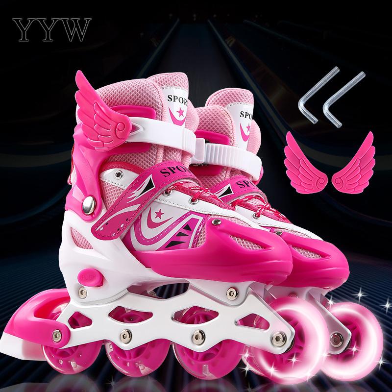 Patines ajustables para niños y niñas, zapatos de 4 ruedas, zapatillas de velocidad, patinaje en línea, Patines al aire libre