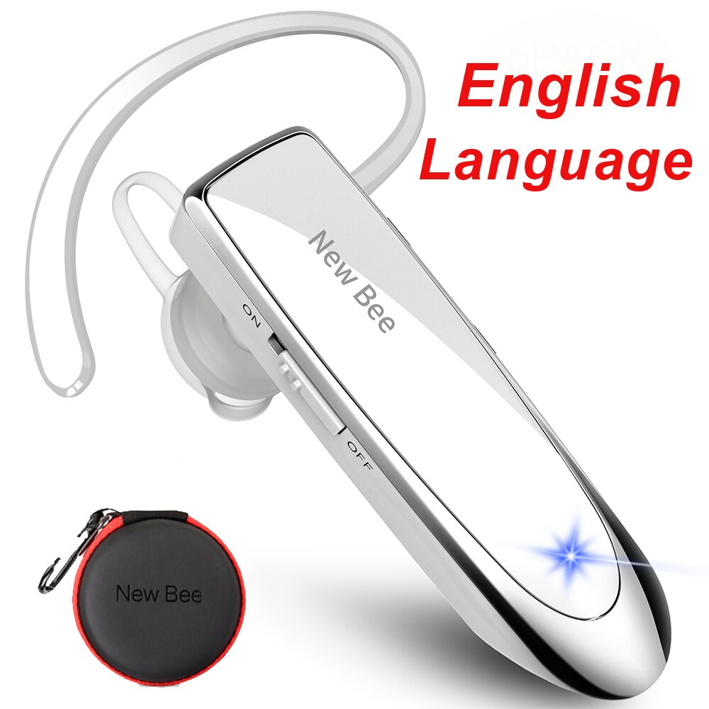 Nuovo Ape Auricolare Bluetooth V5.0 Auricolare 24H Tempo di Conversazione Senza Fili Handsfree del Trasduttore Auricolare Con CVC6.0 Cancellazione del Rumore Mic per I Telefoni: English White