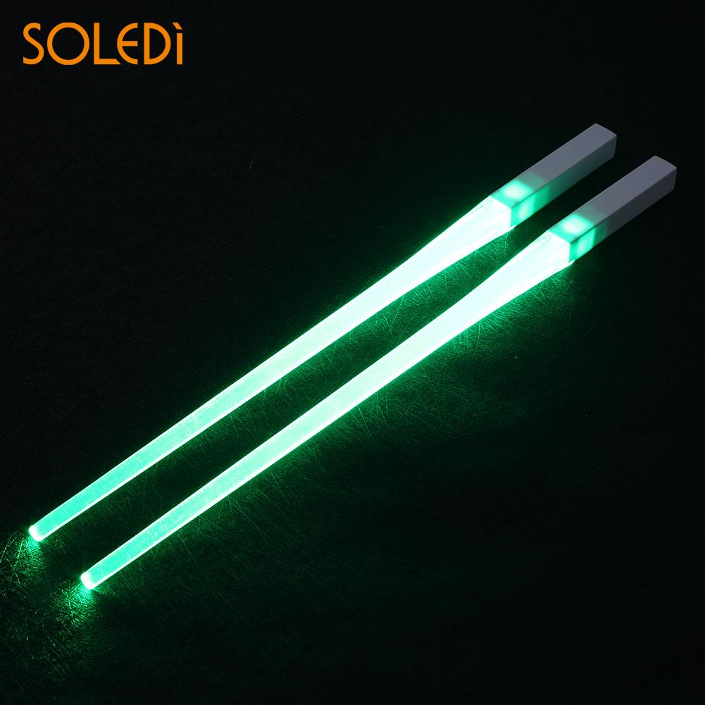Palillos luminosos de 8 colores, Accesorios luminosos para cocina, hogar, decoración de comedor, , ABS, luz LED, 2 uds.: green