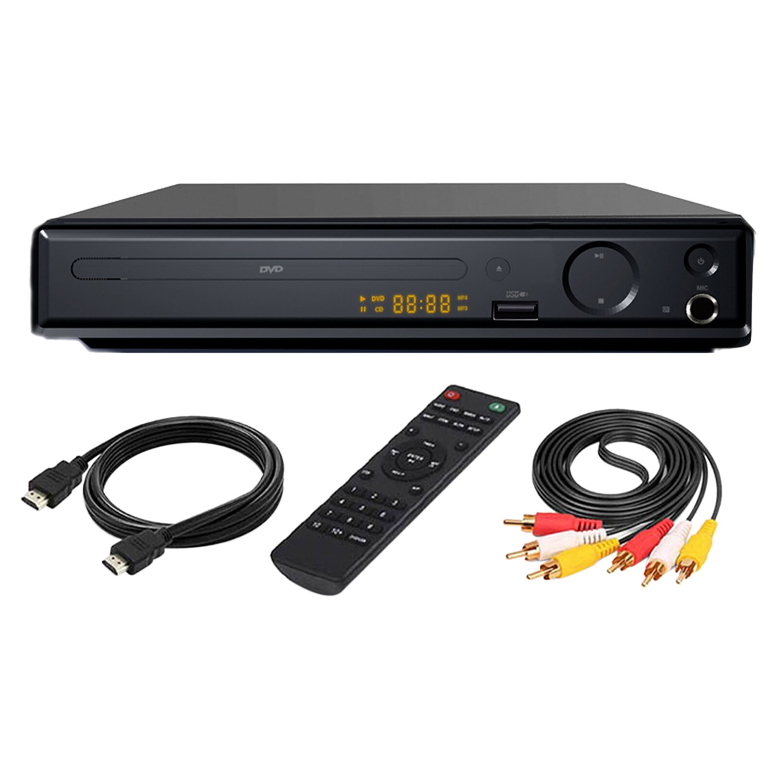 AV Output With Remote Control Easy Use DVD Player SVCD Digital Display CD VCD Mic Port USB HDMI Portable 4K 1080P Home Mini
