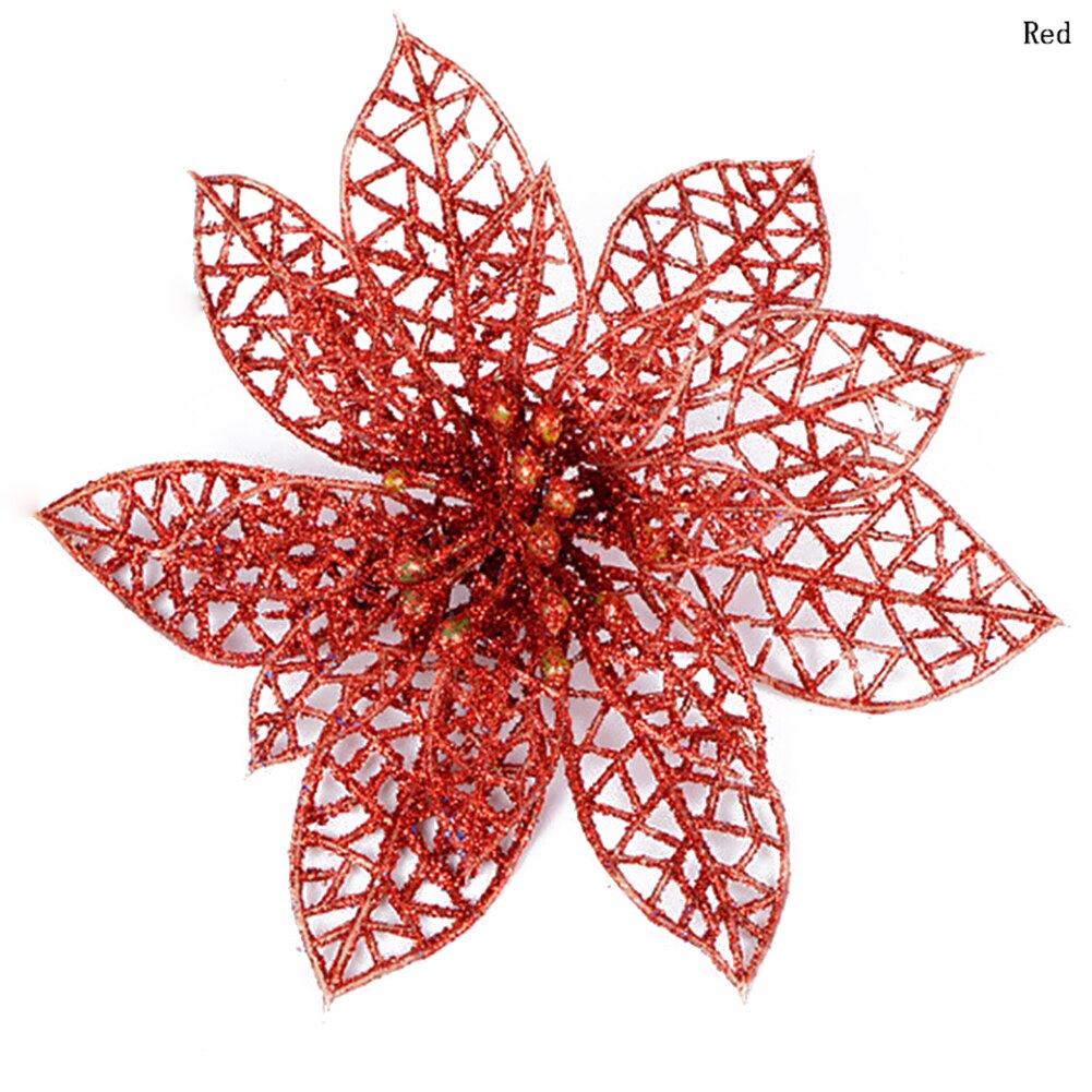10Cm Artificial Hollow 7 Color Christmas Wreath Rattan Christmas Tree Decoration Simulation Christmas Flower Wall Decoration: Red