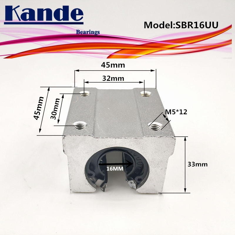 Rodamientos Kande 4 Uds SBR16UU SBR16 UU SBR16 rodamiento partes de bloque CNC diapositiva de 16mm de guía lineal SBR16 16mm SME16UU las PYME SBR
