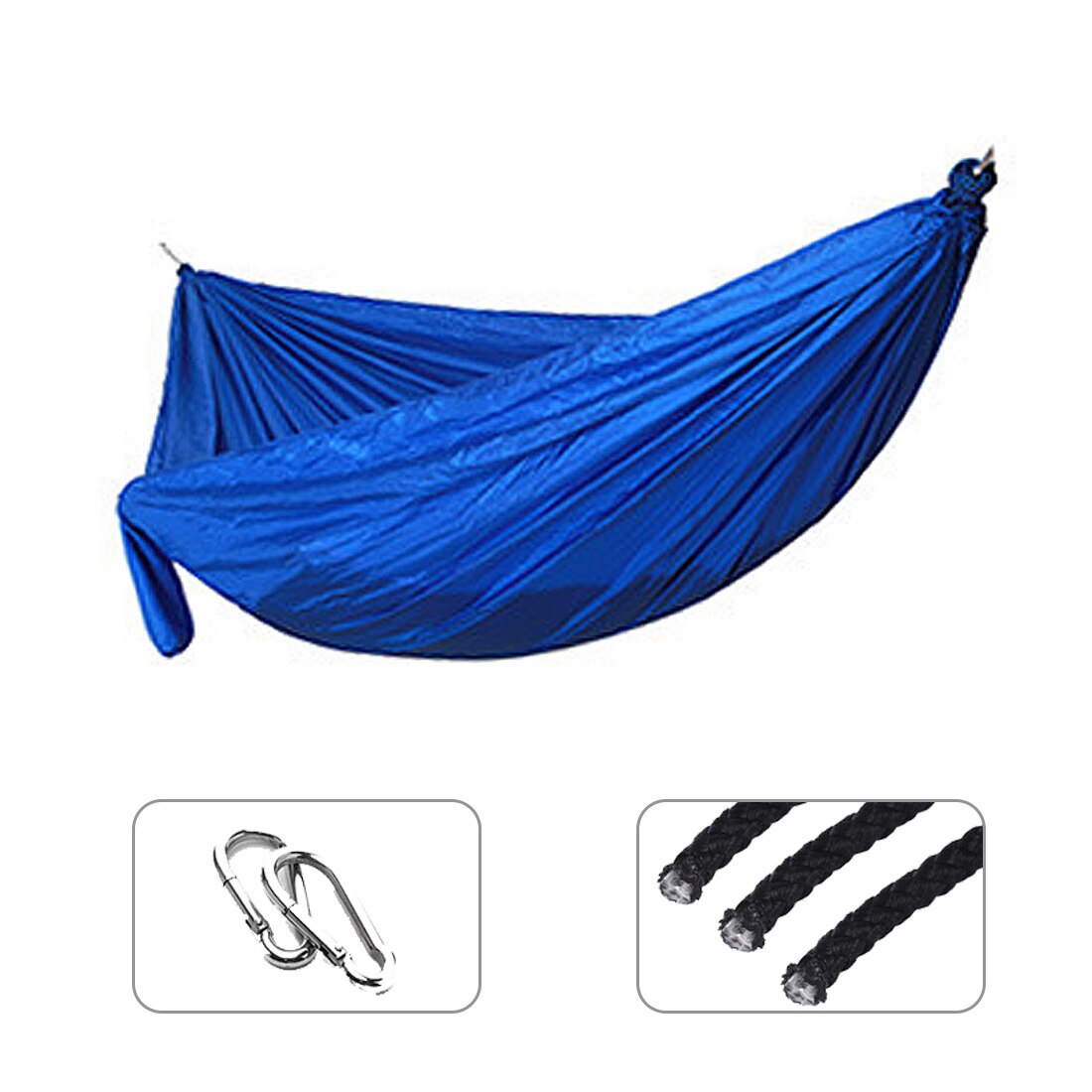 Single Double Hammock Adult Outdoor Backpacking Travel Camping Survival Sleeping Bed Portable Thicken With 2 Ropes 2 Carabiners: Sapphire