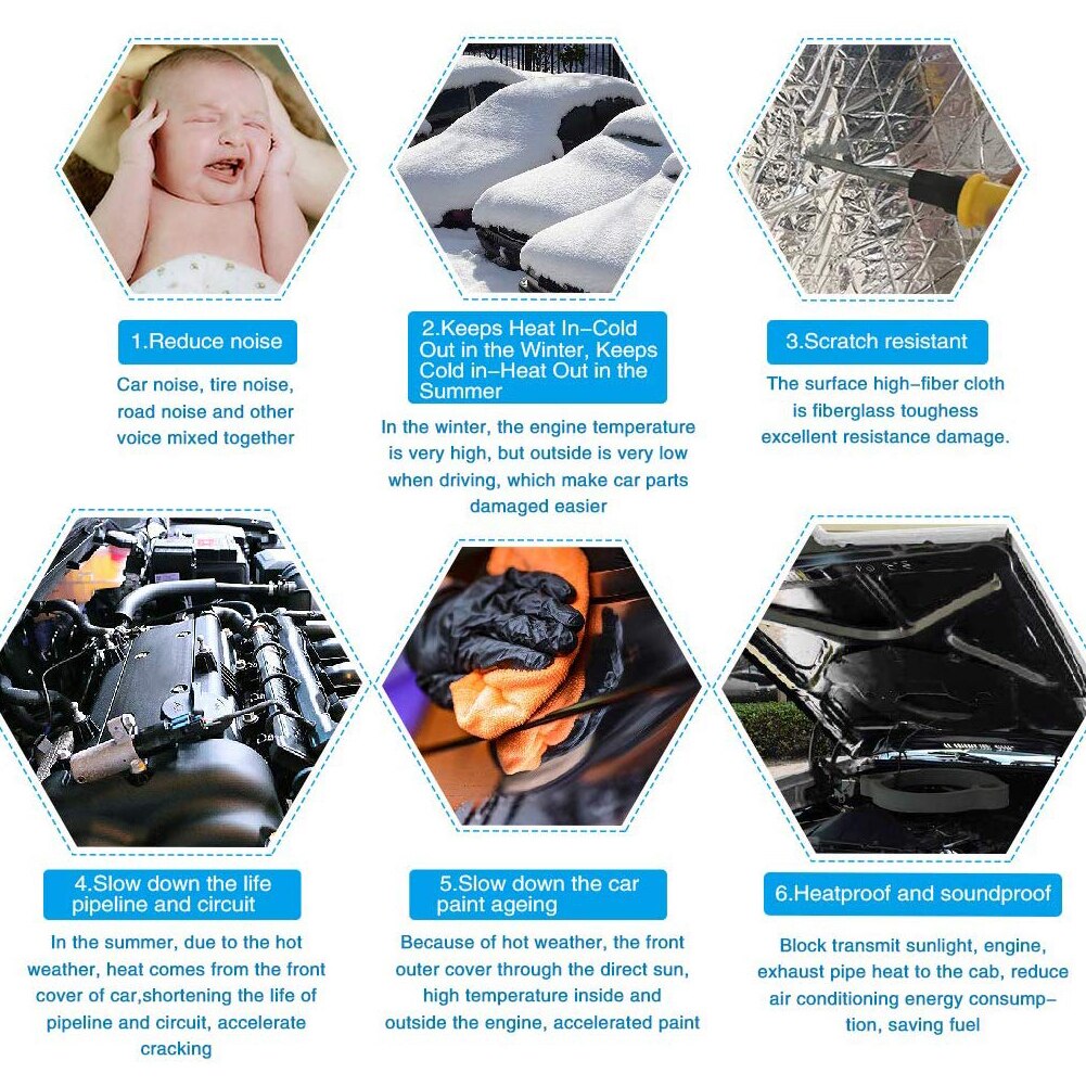 10mm Car Truck Firewall Heat Sound Deadener Insulation Mat Noise Insulation Wool Car Heat Sound Thermal Proofing Pad 40x24Inch