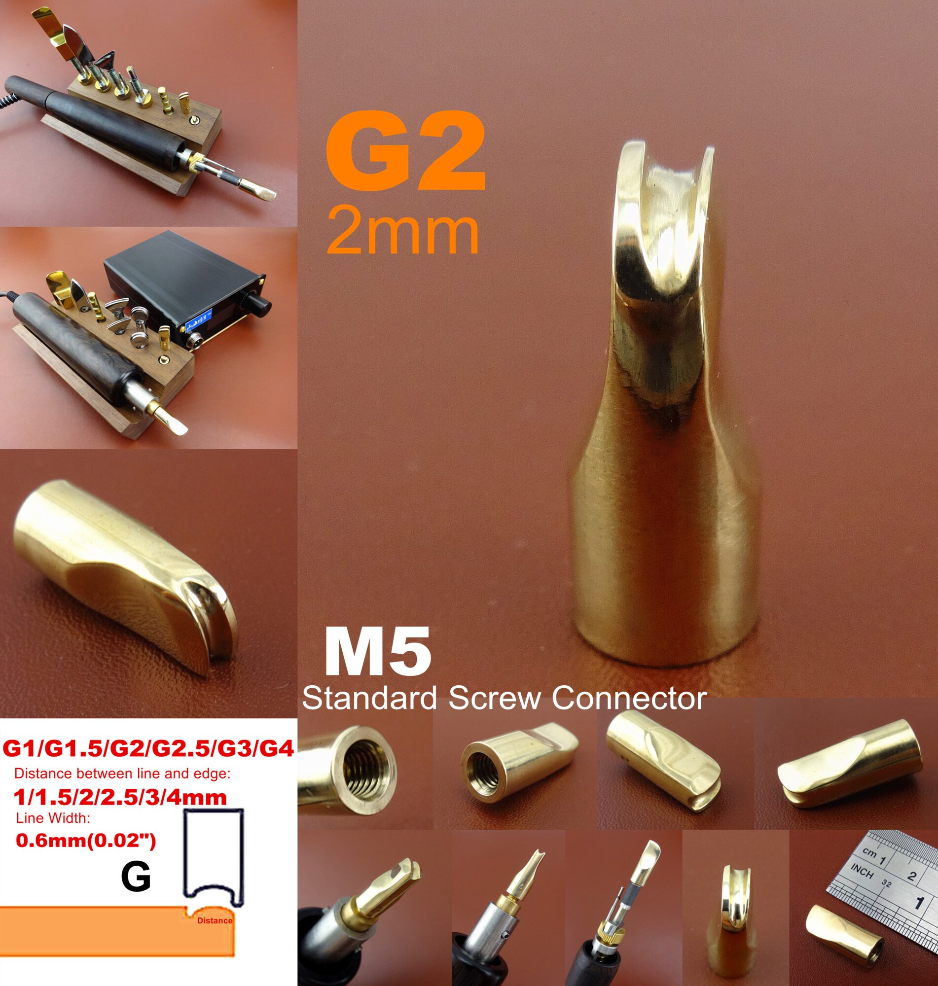 1pc G2 Leather Craft Electric Edge Crease Edging Creasing Machine Soldering Iron Replace Head Tip Edger Creaser Tool M5 Screw