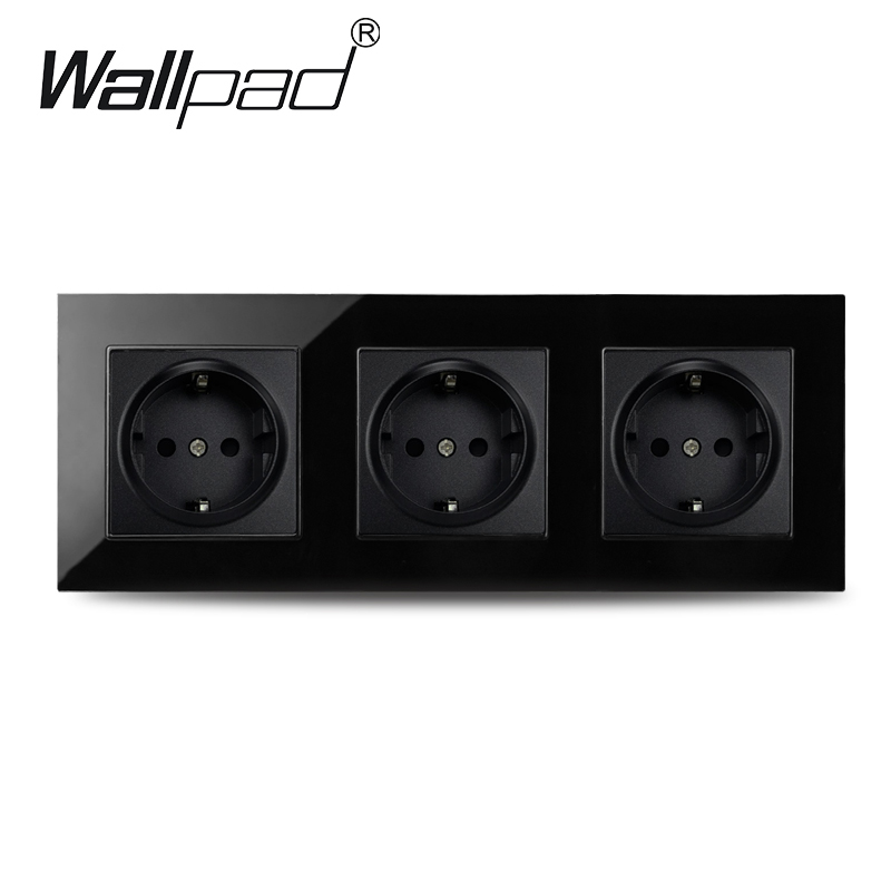 16A presa a muro quadrupla EU telaio in vetro cristallo 4 prese elettriche presa bianca nera dorata grigia 110V 250V per la casa: Tipo6