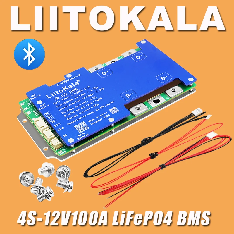 LiitoKala 4S-12V100A Smart Passive Balance Function Built-in Bluetooth BMS