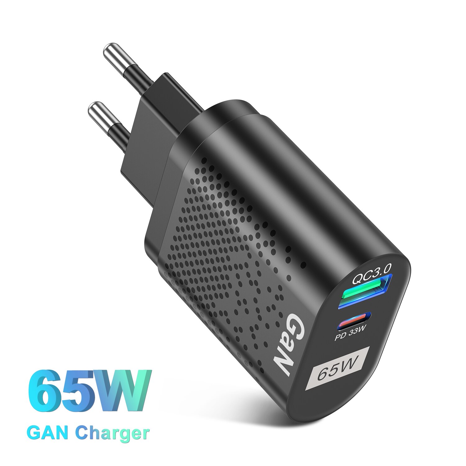 Ładowarka UKGO 65W GaN typ C PD USB QC 4.0 QC 3.0 szybka ładowarka przenośna ścienna do iPhone 13 12 Samsung Galaxy Macbook iPad