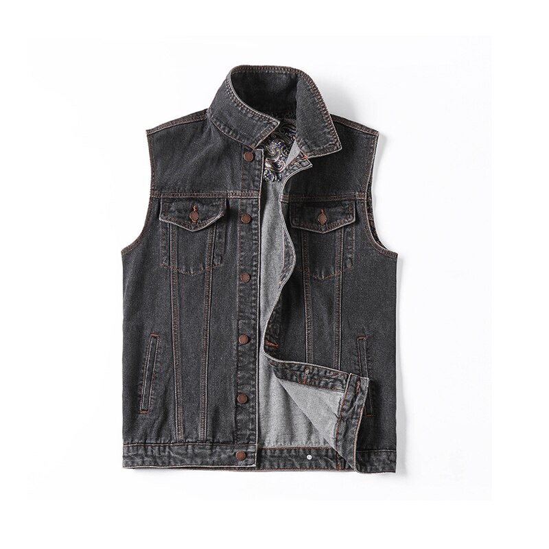 Denim Vest For Men Large Size M-6XL 7XL Men's Loose Denim Vest Men's Denim Jacket Gray Blue jacket: Gray / 4XL