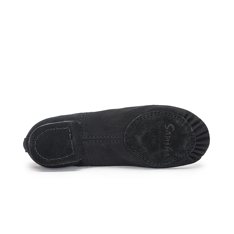 Sansha enfants à lacets chaussures de Jazz noir toile Durable supérieure en daim semelle fendue filles garçons moderne Jazz baskets chaussures de danse JS17C