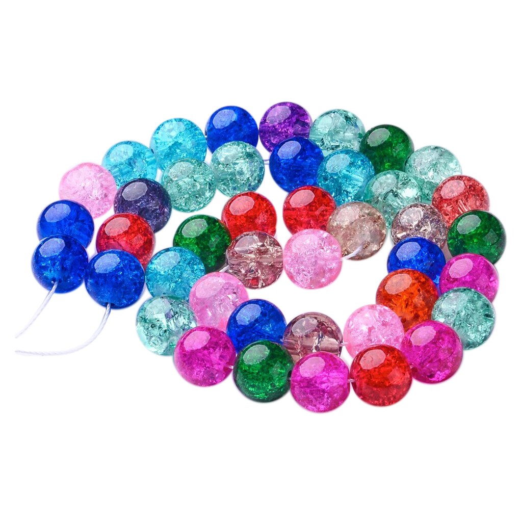 42 Glass Crackle Beads Crystalline Spacer Bead DIY Necklace Bracelet Earring