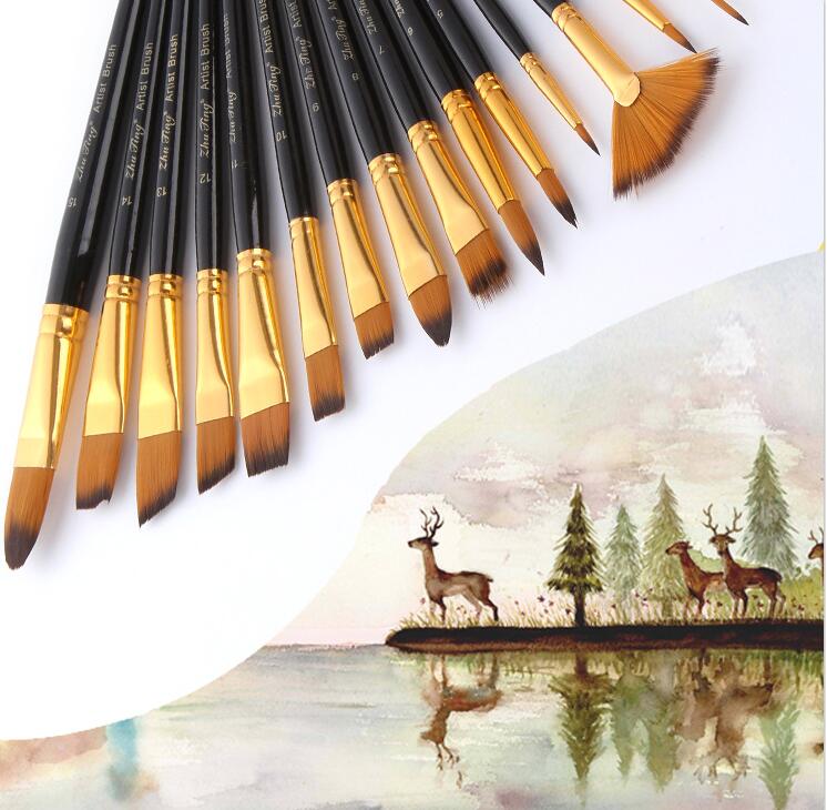 15 Brushes Artist Paint By Numbers Oil Brushes Set Art Picture Pens Drawing Suit for Acrylic Oil Painting Accessories Tools