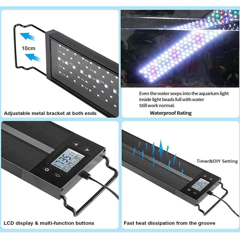 12inch-18-24inch Waterdichte Programma 8 Kleuren Auto On Off Volledige Spectrum Led Aquarium Lichtpunt Voor Zoetwater Geplant Tank