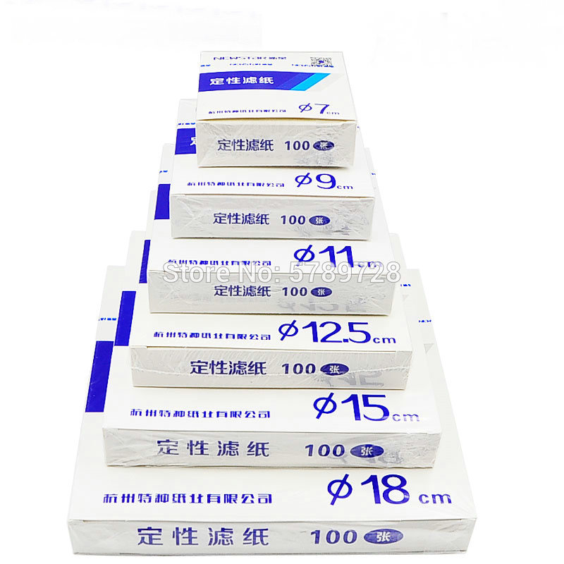 100Stck/Pack Labor Schnelle/Mittel/Langsam geschwindigkeit qualitativ filterpapier für Auto öl Prüfung verwenden Dia 9/11/12.5/15/18cm