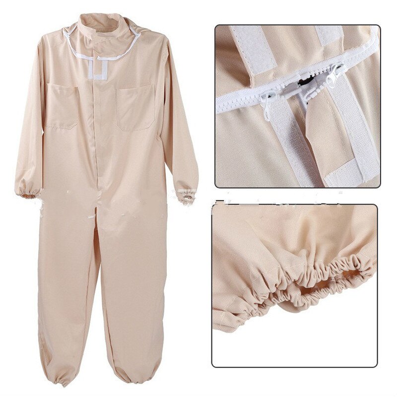 Ropa de abejas y traje de apicultura, traje espacial beige de una pieza, antipicaduras, herramienta de protección de abejas