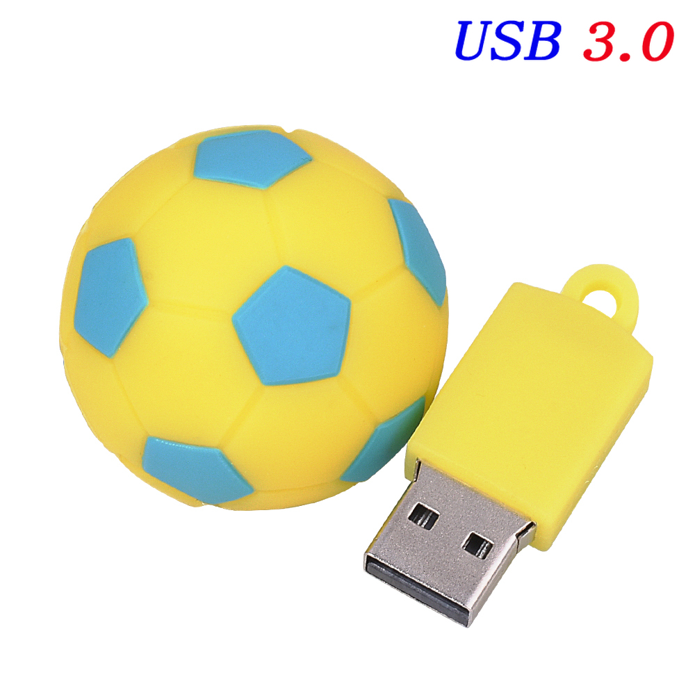 Piłka nożna USB 3.0 Pendrive 64GB Darmowy brelok do kluczy Pen Drive 32GB Kreatywne prezenty Cartoon Memory Stick Czarny Biały Czerwony Pendrive 16G: Żółty / 8 GB