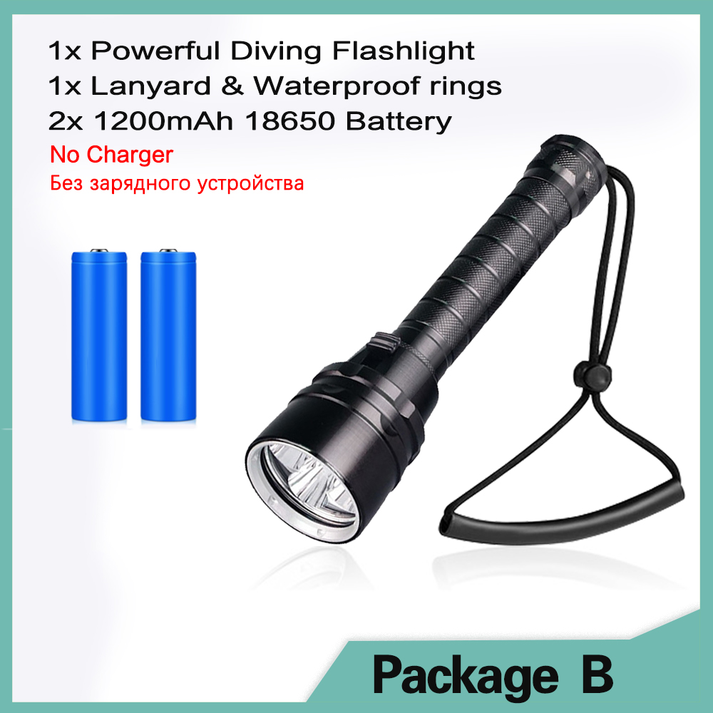 Professionele Super Krachtige 8000LM led Duiken IPX8 Waterdichte Zaklamp Duiker Licht LED Onderwater Zaklamp Lamp Lanterna: changeable / Bruin