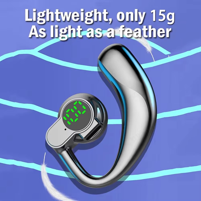 Cuffie bluetooth wireless monoauricolare con display digitale e microfono, batteria a lunga durata per sport, sonno e musica.