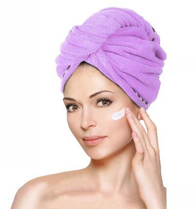 Mikrofiberhåndklæde / hårhåndklædeindpakning til kvinder, superabsorberende hurtigtørrende hårhåndklæde / turban til tørring af krøllet, langt og tykt hår: Lilla