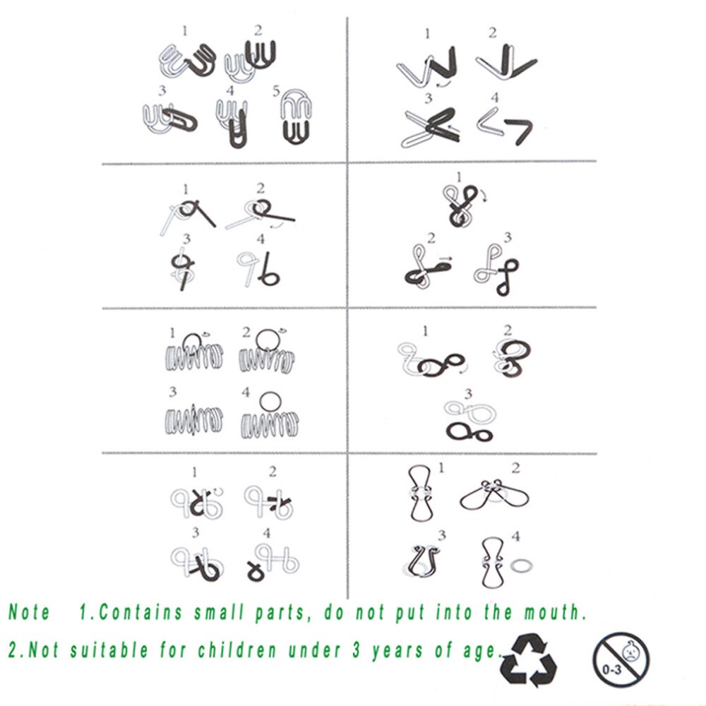 Neue 8 Teile/satz Pädagogisches Metall Draht Puzzle Geist Gehirn Teaser Puzzles Spiel Für Erwachsene Kinder Kinder Spiel Classic Spielzeug