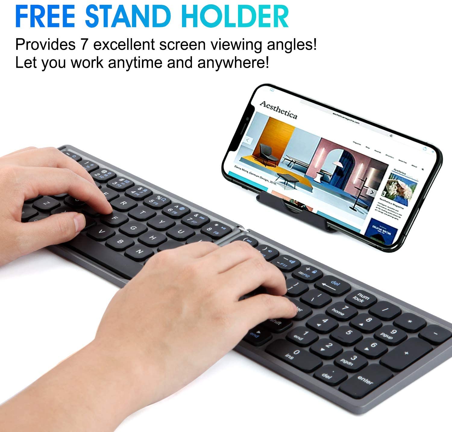 KOMODO-miniteclado inalámbrico plegable con Bluetooth, teclado numérico para Windows, Android, IOS, tableta, Ipad, teléfono