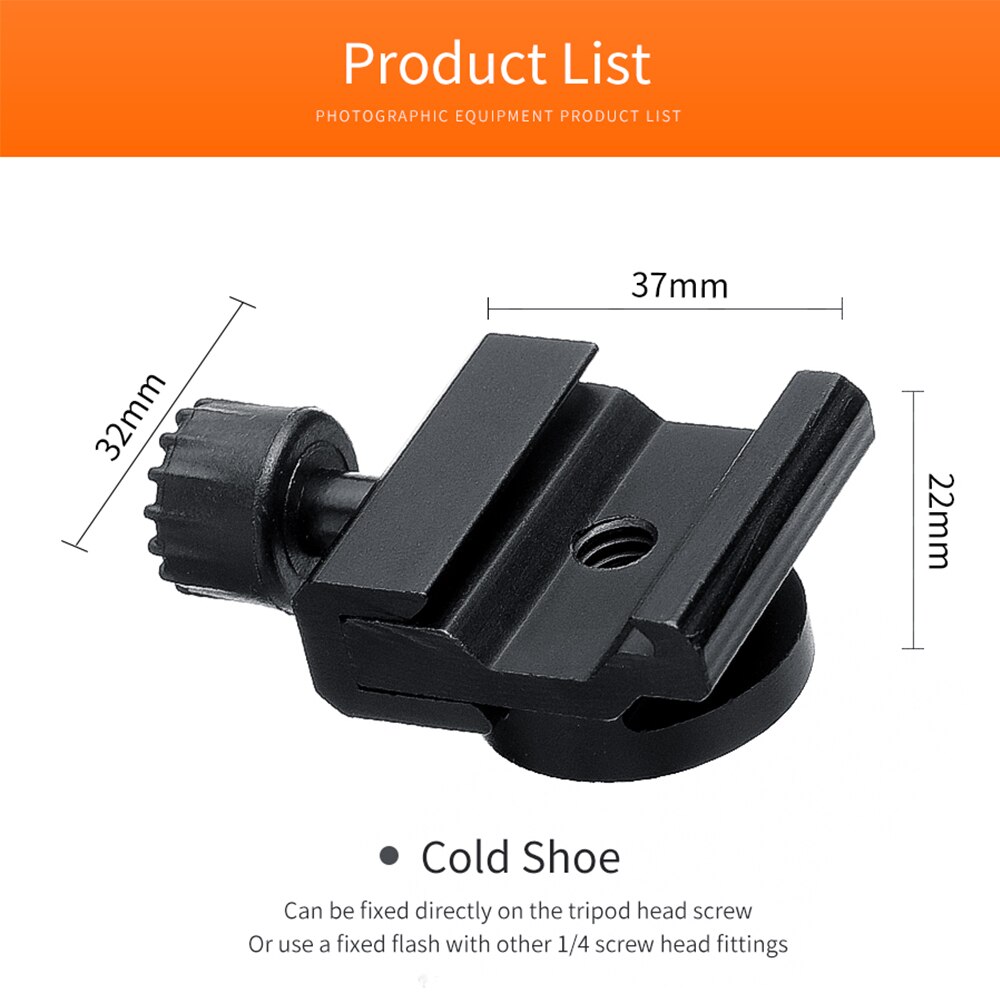 High Metal Tripod Cold Shoe Mount Adapter Base Bracket with 1/4 Mounting Screw for Canon Nikon Godox Speedlite Flash