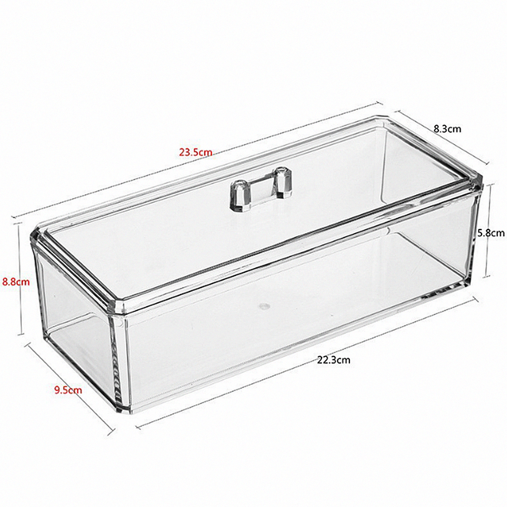Clear Acrylic Desk Storage and Organizer, 3 Compartment Removable Grid Display Case Container with Lid for Jewelry, Teabag Box: black