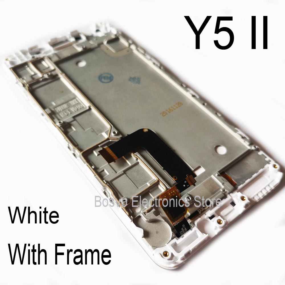 Voor Huawei Y5 Ii Lcd-scherm Cun U29 L21 L01 L02 L03 L22 L23 L33 Met Touch Vergadering Vervanging reparatie Onderdelen: white with frame