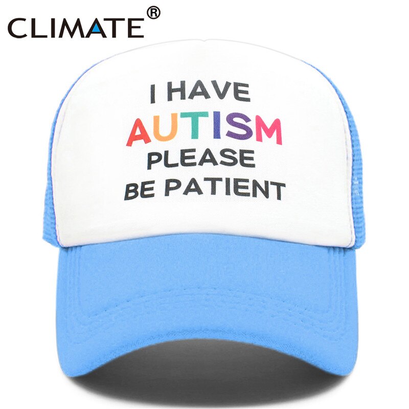 CLIMATE Autism Cap Please Be Patient I Have Autism Trucker Cap Autistic The Good Doctor Shaun Murphy Child Pattern Mesh Cap Caps: Sky / adult 55to58cm Head