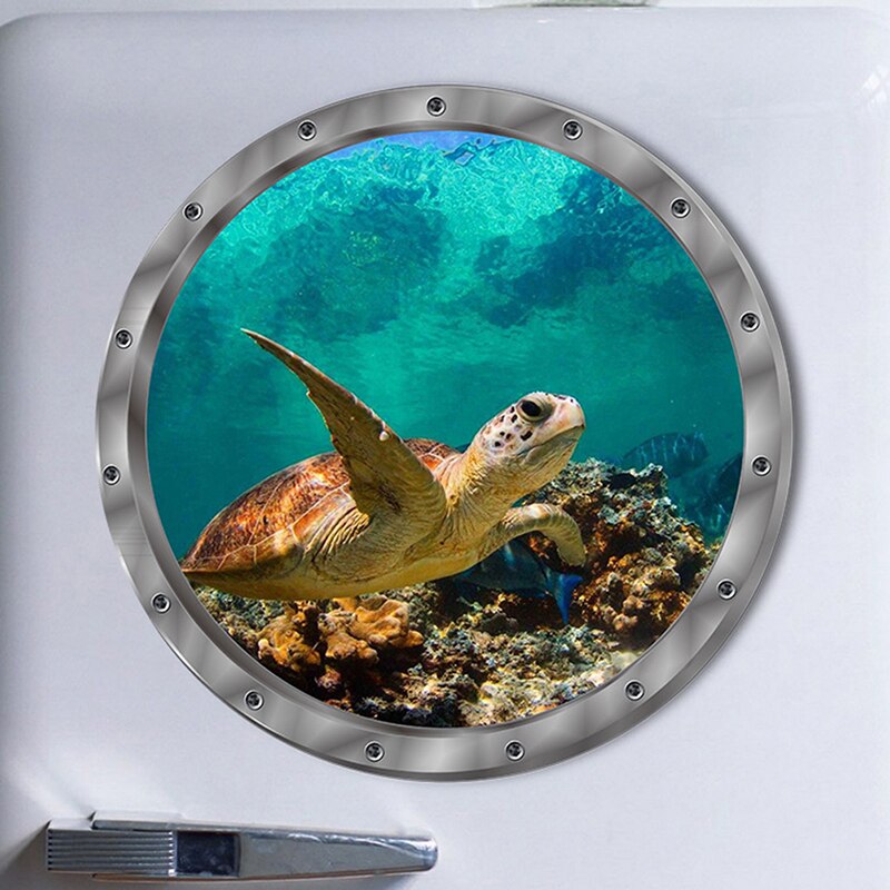 PVC Home wall decoration Underwater Wall Stickers Waterproof Turtle Sticker for Washing Machine Decoration for Bathroom Decals