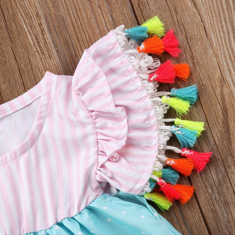 1-6 år sommer baby pige flamingo print stribet baby pige kjole børn dyr afslappet kjole småbørn solgrej tøj