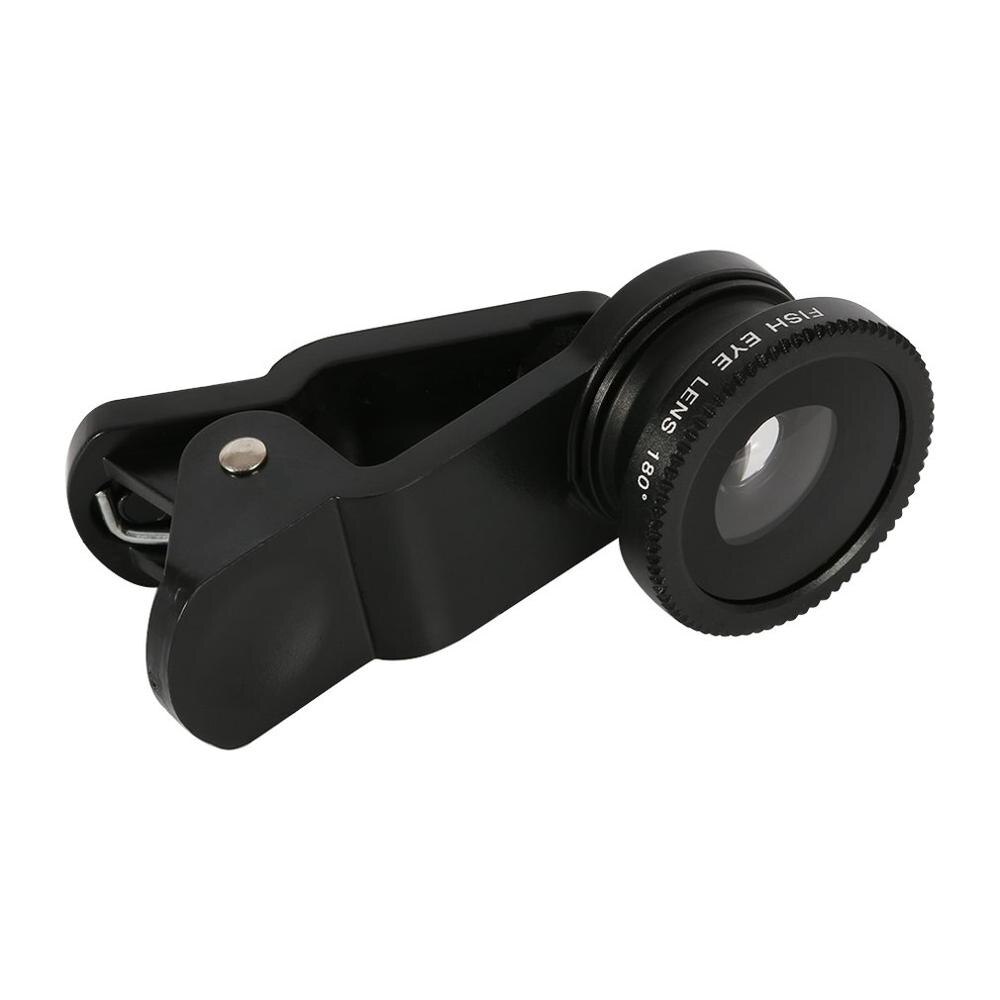 Colorful 3-in-1 Multifunctional Phone Lens Kit Fish Lens Macro Lens Wide Angle Lens Transform Phone Into Camera: black