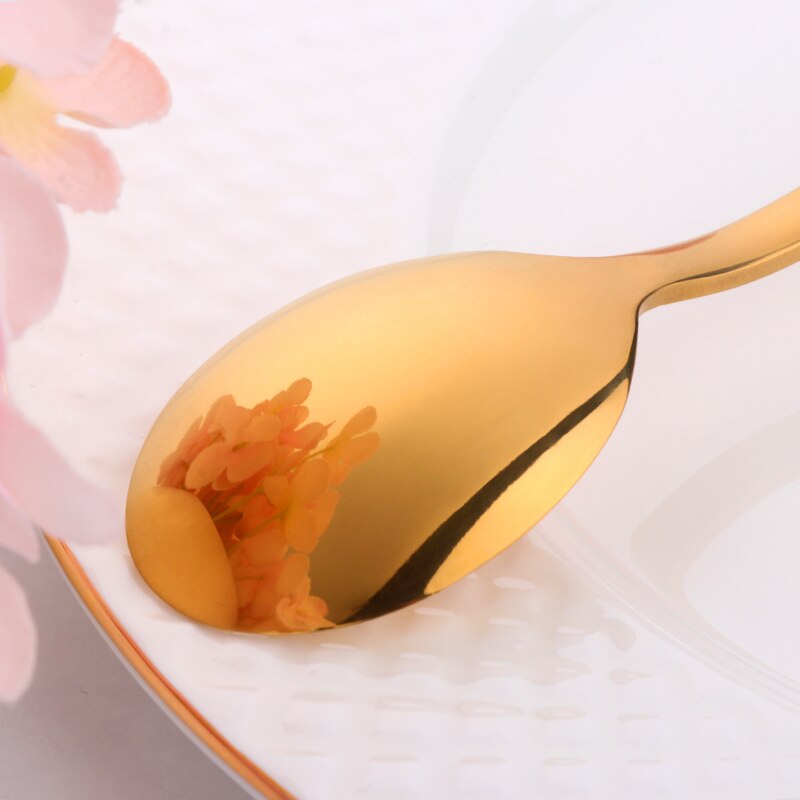 2PC Korean Spoon and Fork Set Stainless Steel Soup Spoon Blue Dinnerware With Long Handle Metal Gold Spoon And Fork