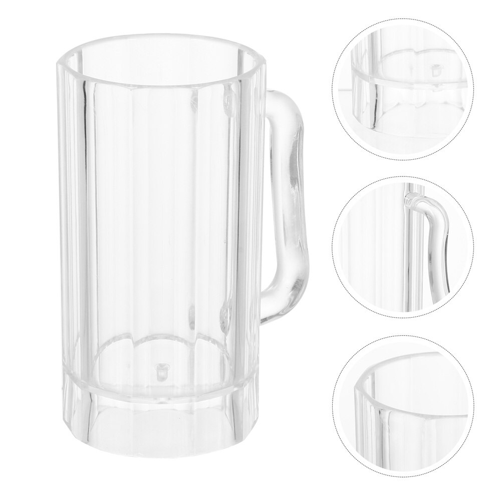 600ml Beer Mug 600ml Party Drinking Mug Acrylic Beer Glasses for Men Father Husband Bar Pint Glass with Handle: Transparent 12