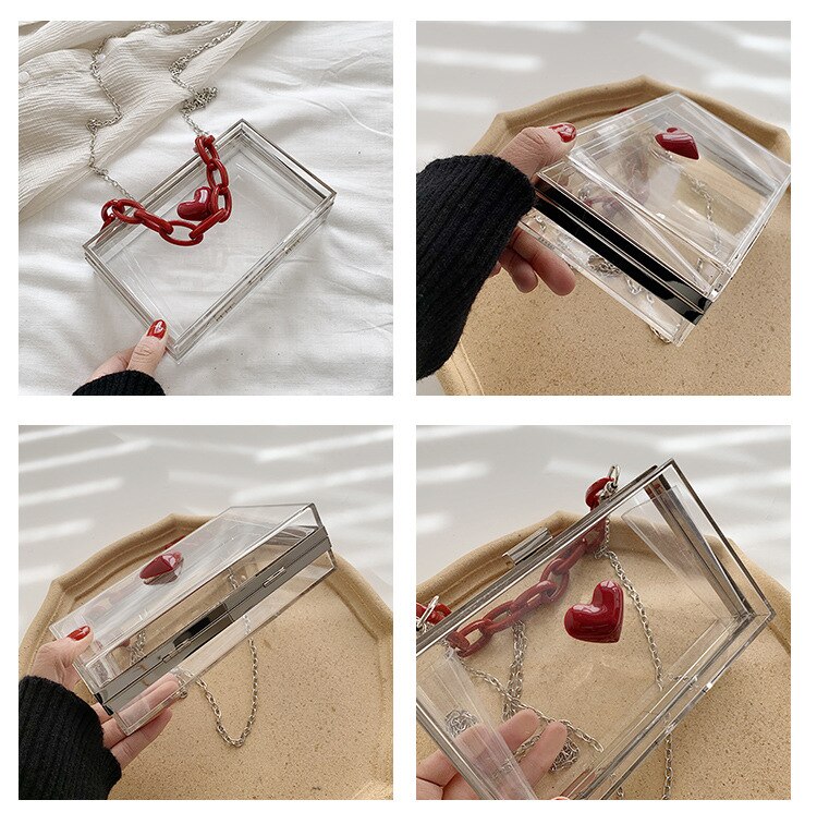 GroßHand Frau Hand Tasche Bote Taschen transparent Tasche Kette Umhängetasche Sommer Einzelnen Schulter Tragbare Kasten Tasche