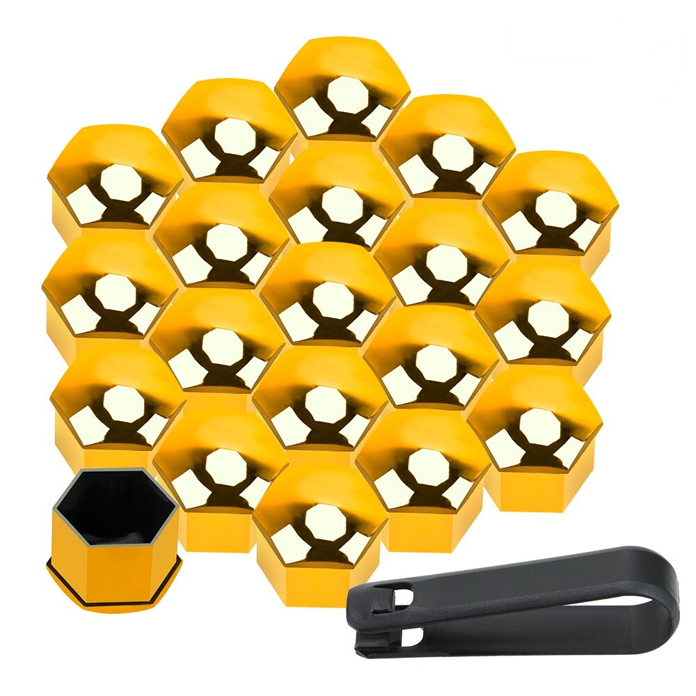 Tapas de tuercas de rueda de coche, tapas de protección antióxido, tapón de tornillo de tapacubos para automóvil, tuerca para neumático, Perno, decoración Exterior, 17mm, 20 piezas: Oro